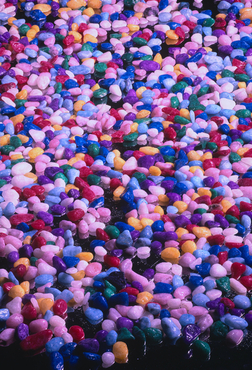 Ampolles de vidre i pedres decoratives