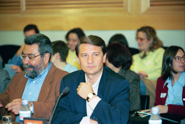 Trobada entre els líders dels sindicats, CCOO i UGT, i el president de la CEOE