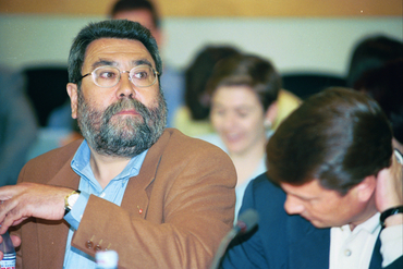 Trobada entre els líders dels sindicats, CCOO i UGT, i el president de la CEOE