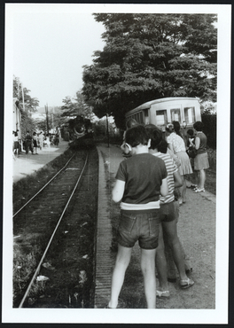 Últim viatge del carrilet d'Olot a l'estació d'Anglès